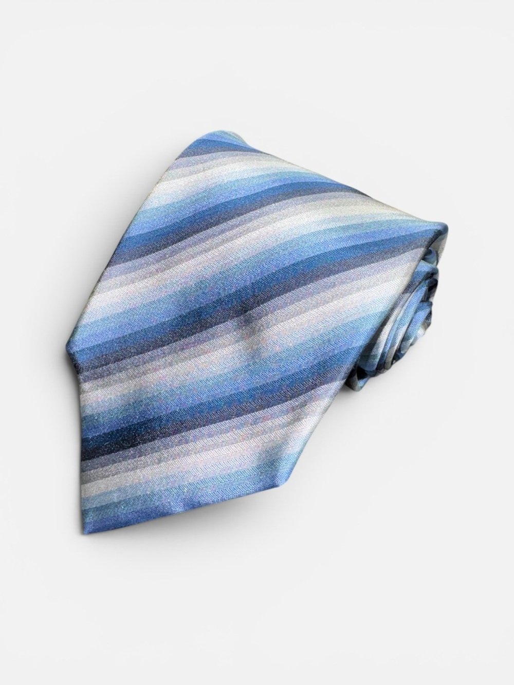 Massimo Bizzocchi mens blue stripe 100% silk luxury neck tie EUC